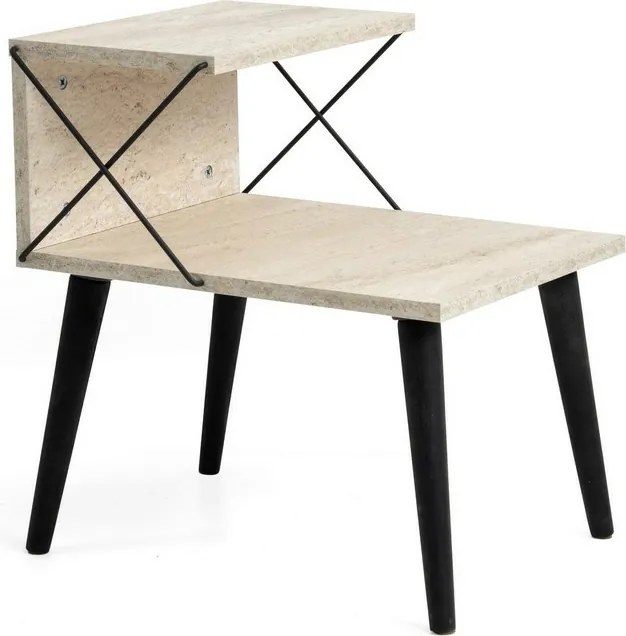 Nočný stolík Cross Travertine and Black