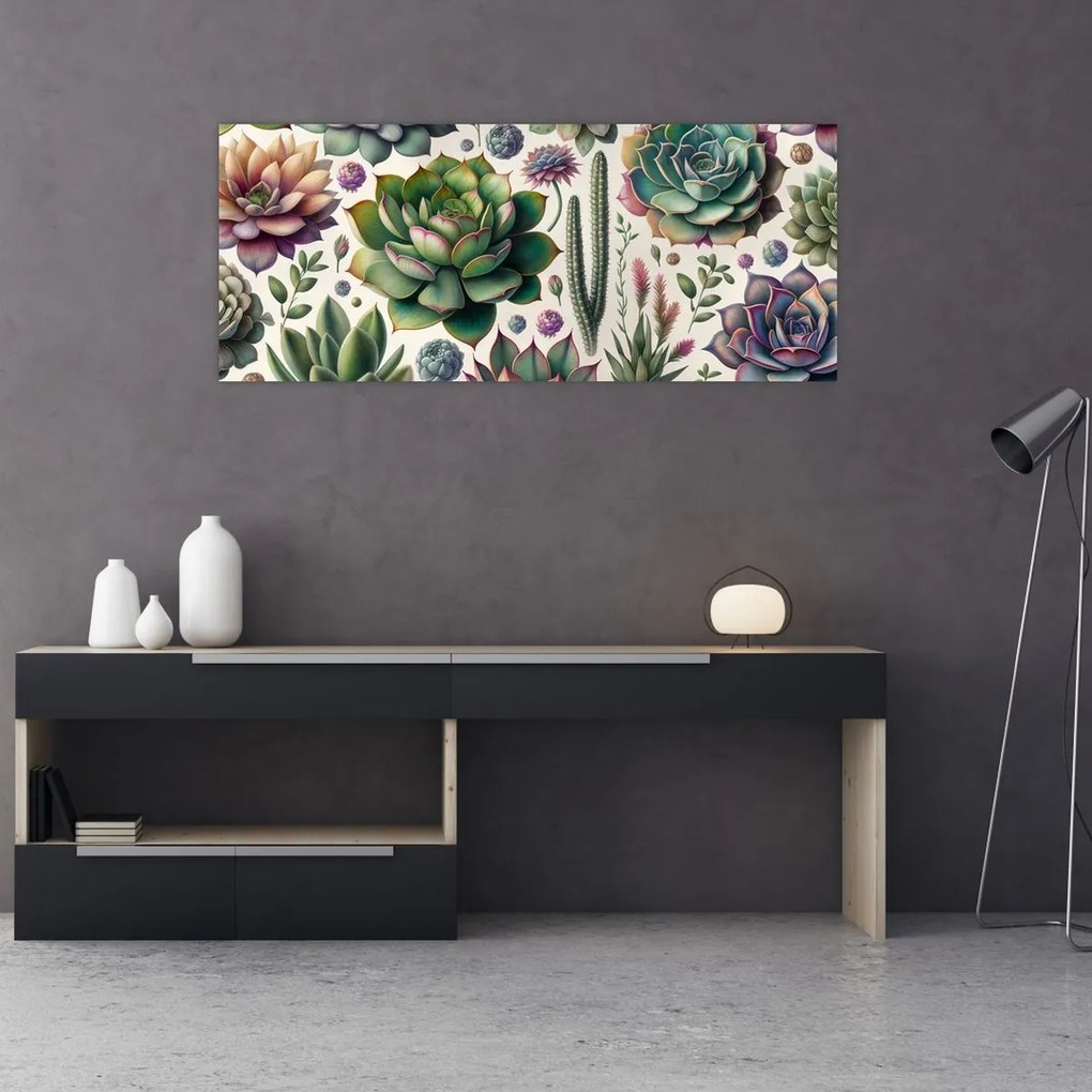 Obraz - Sukulenty (120x50 cm)
