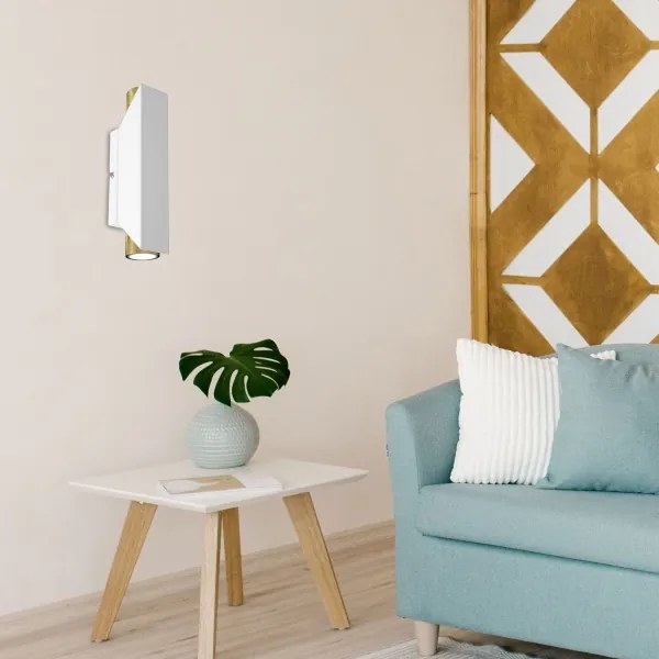 Nástenné svietidlo WALL 2xGU10/8W/230V biela/mosadz