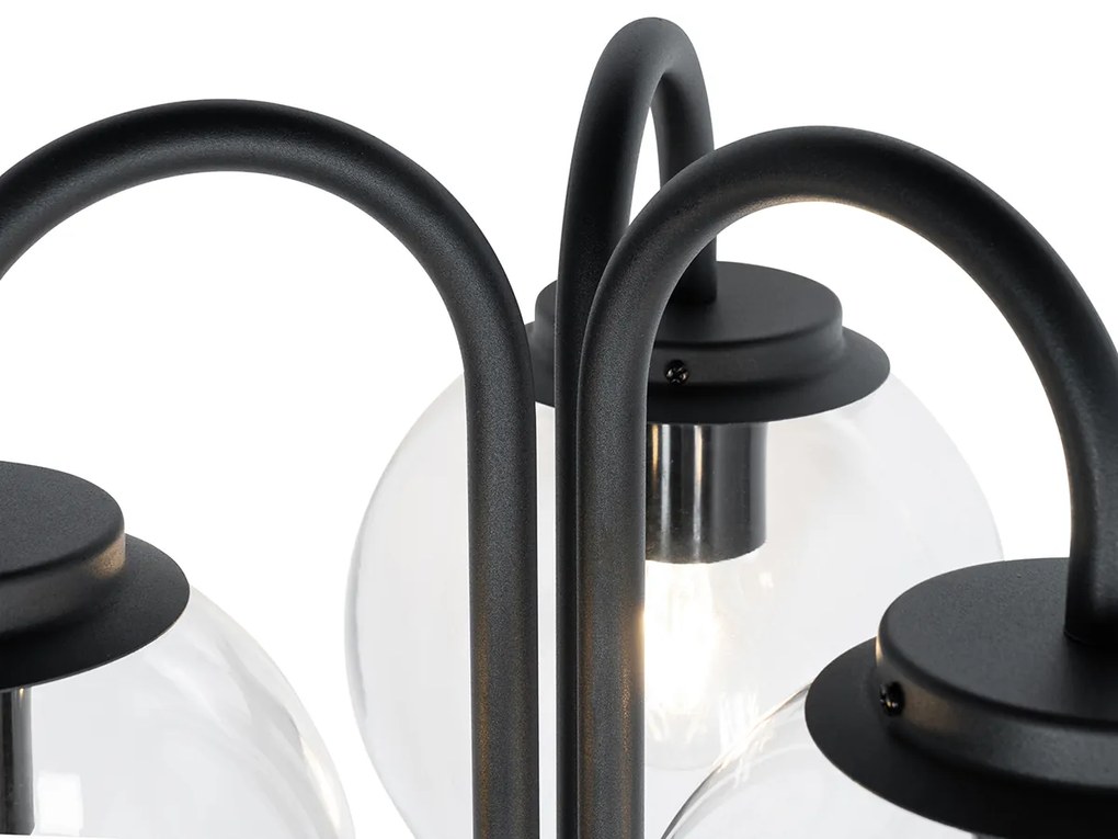Lampa svietidlo čierna s priehľadným sklom 200 cm 3-svetlo IP44 - Sfera