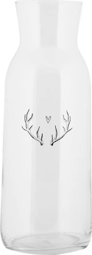 Sklenená karafa parožia so srdiečkom Love Deer - Ø 9*25 cm / 1000 ml