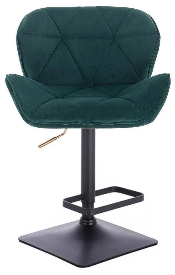 LuxuryForm DESIGN Barová stolička MILANO VELUR na čiernej hranatej podstave - zelená