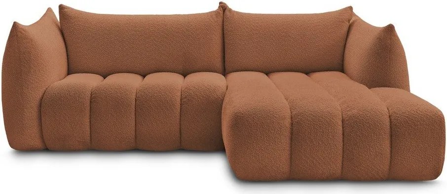 Oranžová rohová pohovka z textílie buklé (pravý roh/s leňoškou) Azra – Bobochic Paris