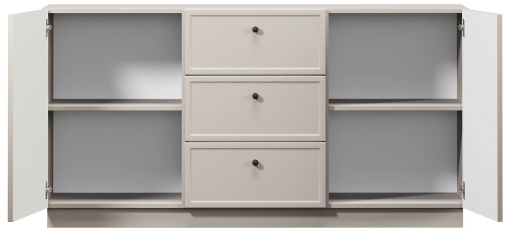 Komoda Lorini 150 cm na sokli - kašmírová / čierne úchytky G