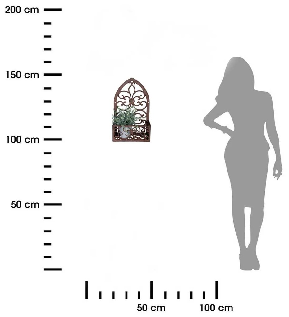 NÁSTENNÝ DRŽIAK NA KVETINÁČ IRI3 44X28X14 CM HNEDÁ