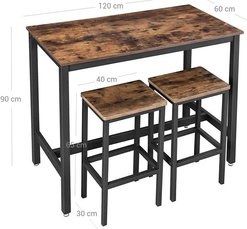 Barový stôl so stoličkami VASAGLE LBT15X
