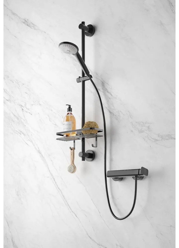 Čierna kúpeľňová polica Metaltex Origin