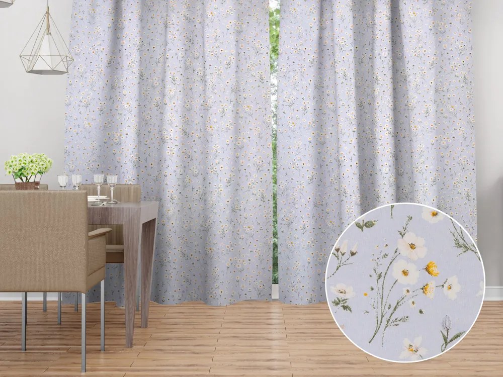 Biante Bavlnený záves Sandra SA-617 Margarétky na svetlo modrom 150x140 cm