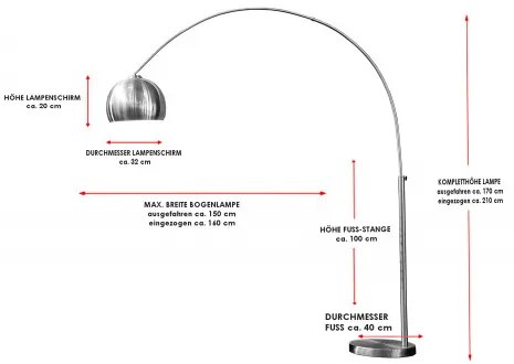 Stojaca lampa 21599 Oblúková Medená  - Komfort-nábytok