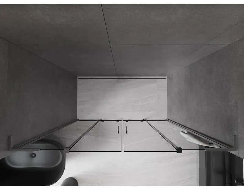 Mexen Velar L Duo, posuvné sprchové dvere do otvoru 180 cm, 8mm šedé sklo, brúsený grafit, 871-180-003-42-95