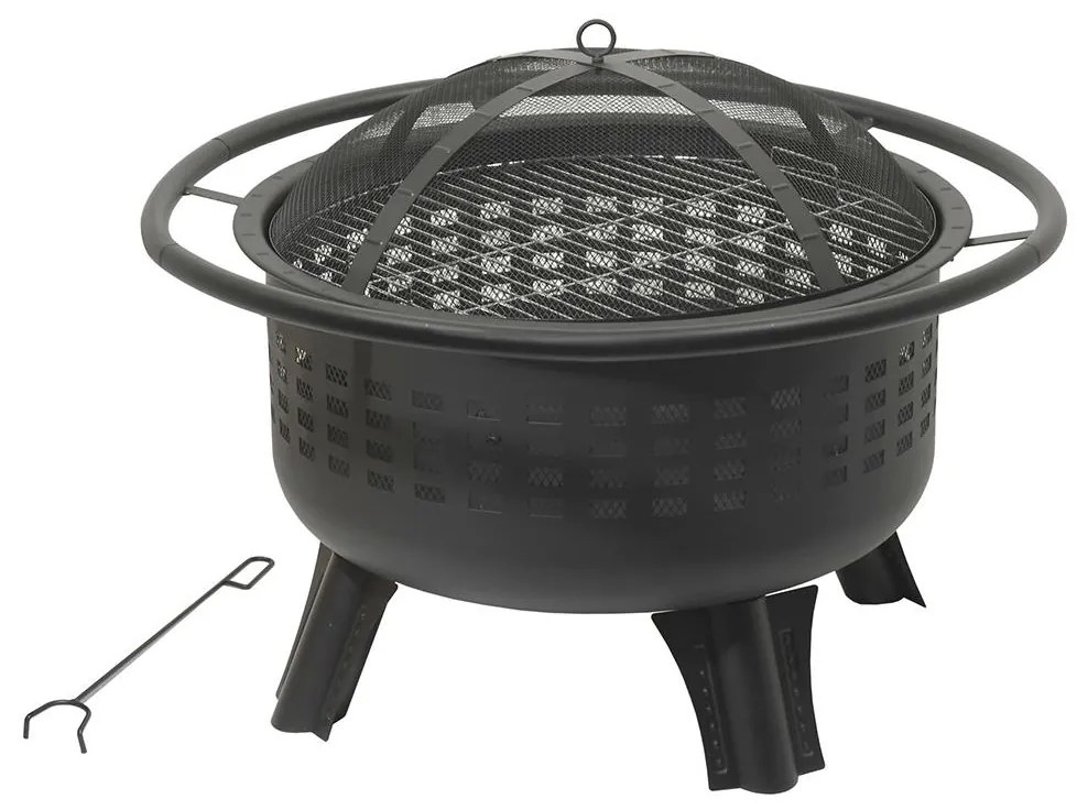 Prenosné ohnisko na drevo s roštom čierna