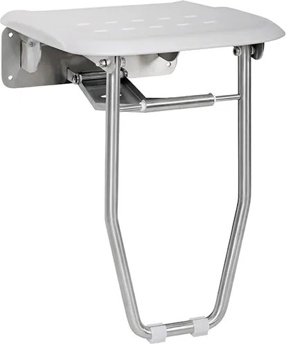 Bemeta Design Sprchové sedadlo, sklopné, s nohou, nerez, mat, plast biely - 205125035
