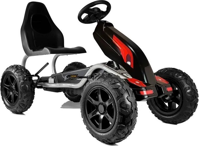 LEAN CARS Pedálový gokart B012 s nafukovacími kolesami, čierny
