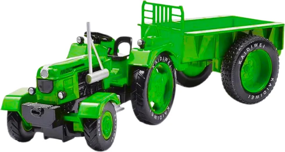 LEAN Toys Kovový poľnohospodársky traktor s prívesom, zelený 1:18