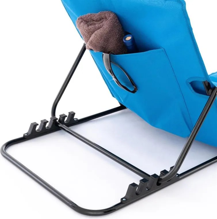 Nastaviteľná plážová podložka s operadlom, modrá, 2 ks