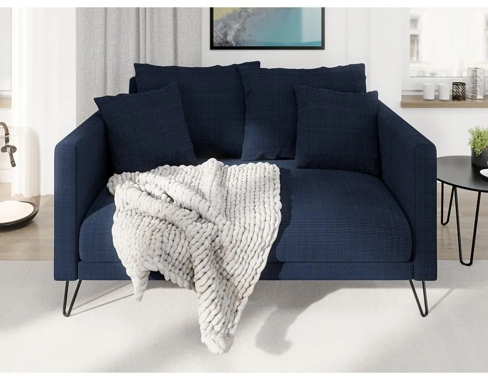 Tmavomodrá ženilková pohovka 140 cm Freya – Ropez