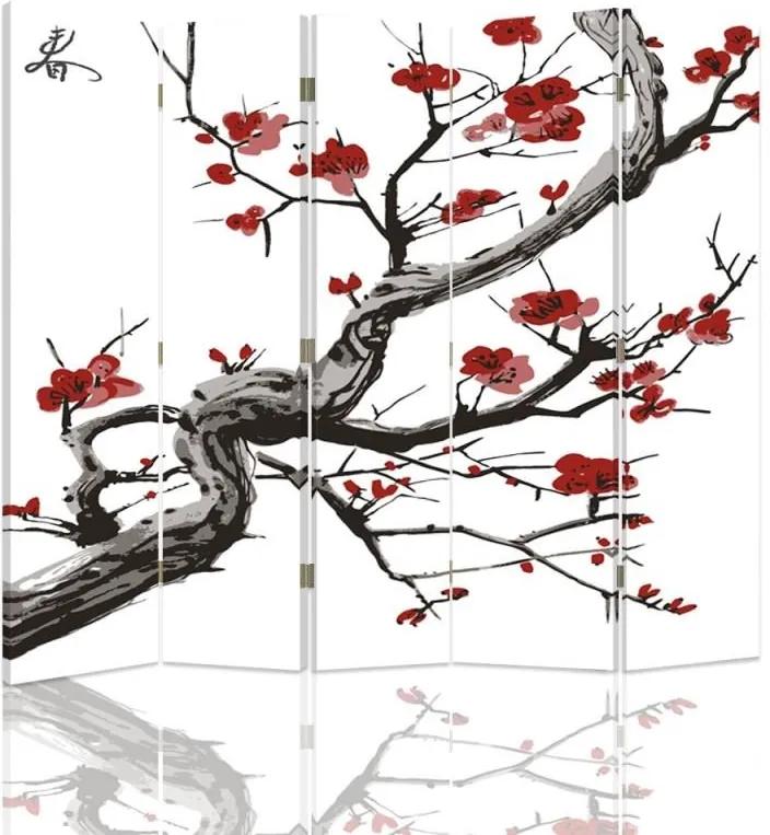 CARO Paraván - Japanese Cherry 2 | päťdielny | jednostranný 180x180 cm