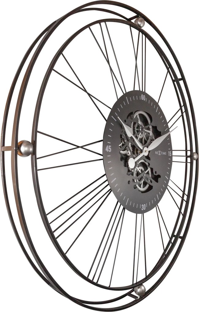 Nástenné hodiny Roman Gear Clock 90,5 cm čierno-zlaté