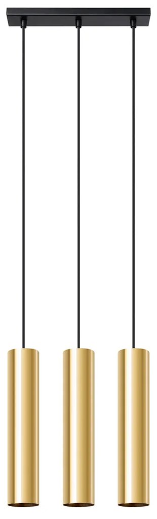 Závesné svietidlo Lagos, 3x zlaté kovové tienidlo