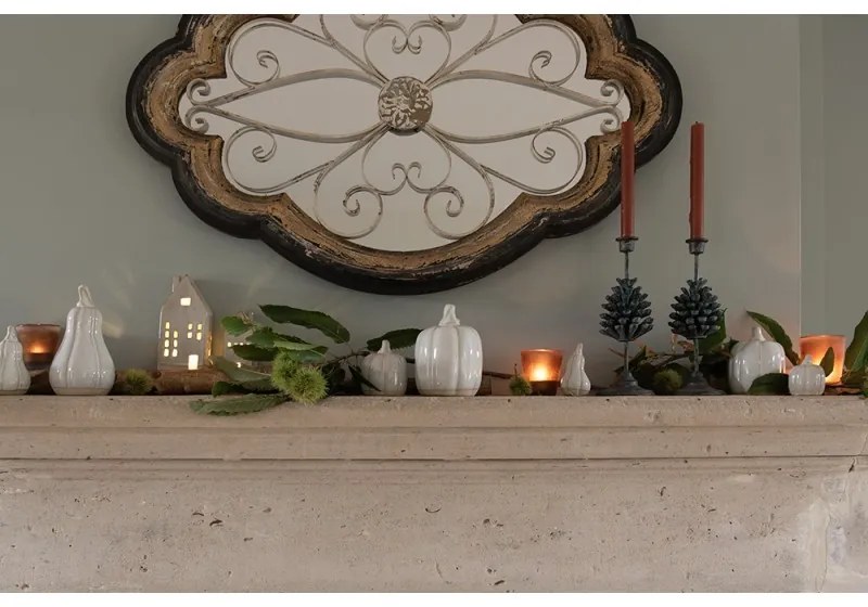 Béžová porcelánová dekorácia tekvice Pumpkin M - Ø 9*15 cm