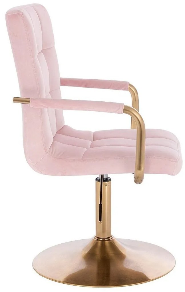 LuxuryForm DESIGN Stolička VERONA GOLD VELUR na zlatom tanieri - ružová