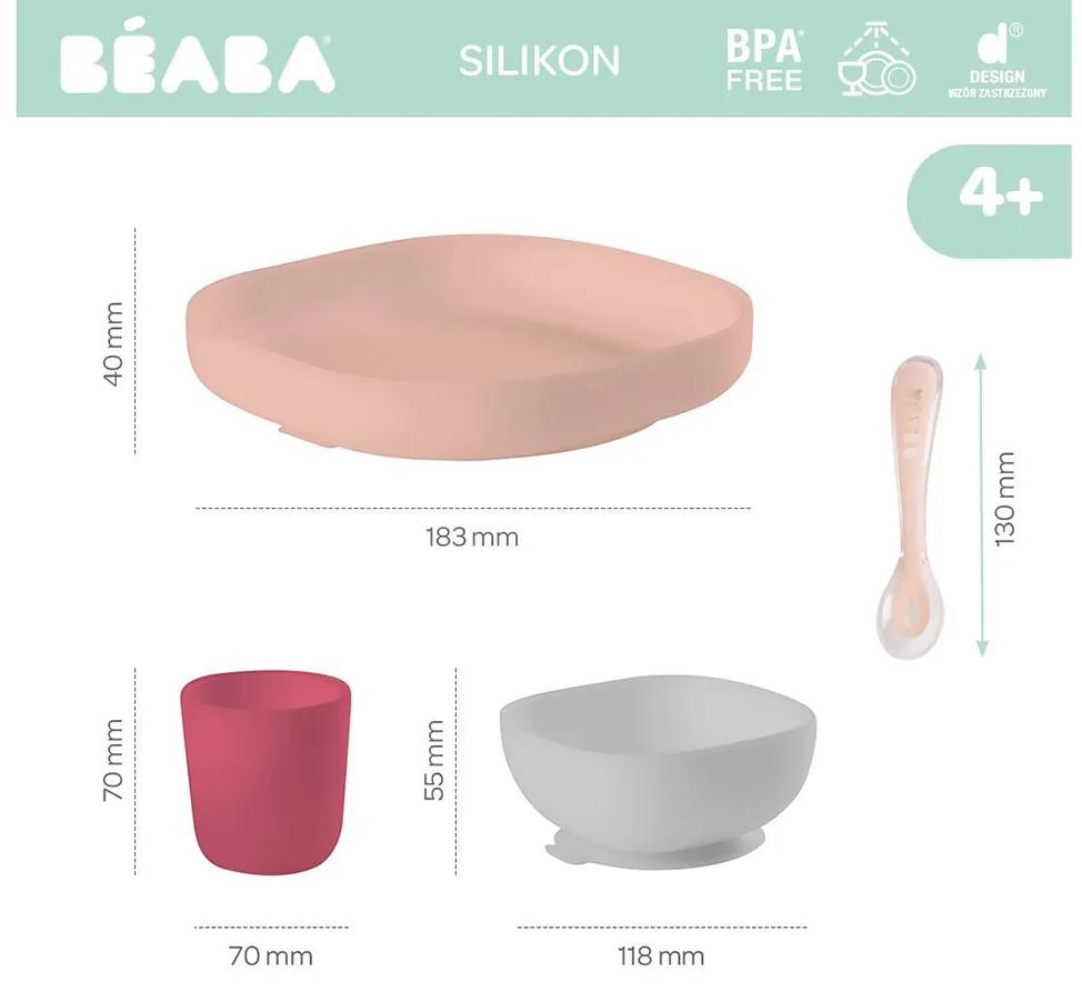 Béaba Silikónová miska s prísavkou, lyžičkou Beaba 4v1 Farba: chlapčenské