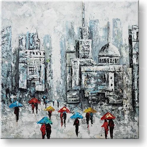Maľovaný obraz na stenu MESTO 70x70 cm