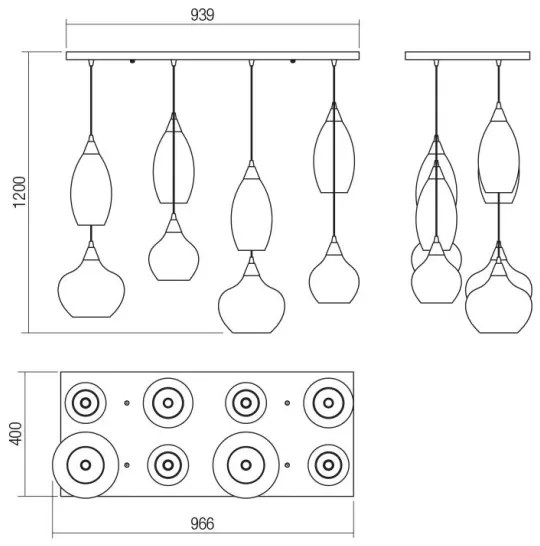Redo 01-3195 - Luster na lanku TANNER 8xE14/28W/230V