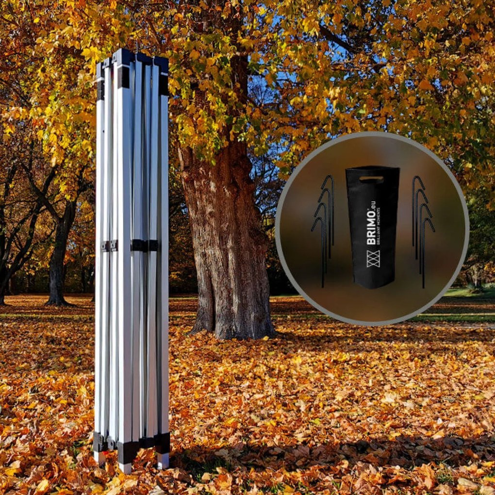 BRIMO Záhradný Altánok Skladací 3x3 m | Prémiová UV/PVC Ochrana | Pevná Konštrukcia BRIMO | Rýchle Skladanie Bez Náradia - bez stien - Oranžová 35