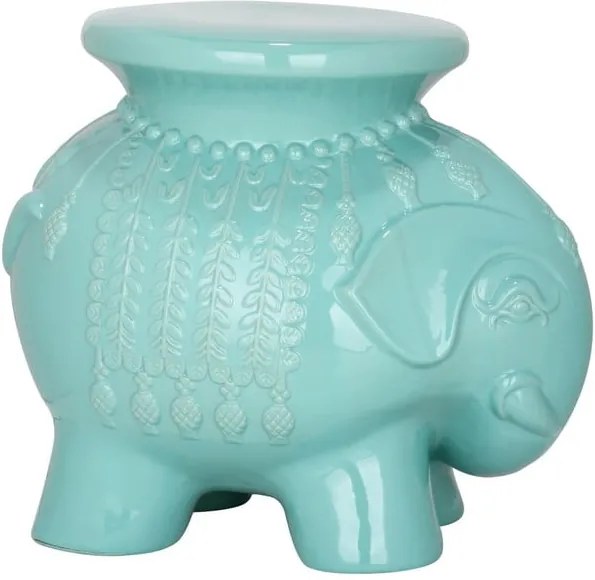 Tyrkysovomodrý keramický stolík vhodný do exteriéru Elephant