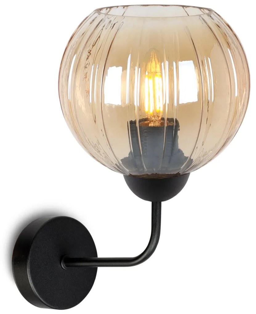 Nástenné svietidlo Costa, 1x medové sklenené tienidlo, b