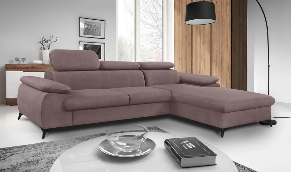 Rohová sedacia súprava Scala, staroružová látka, pravý roh