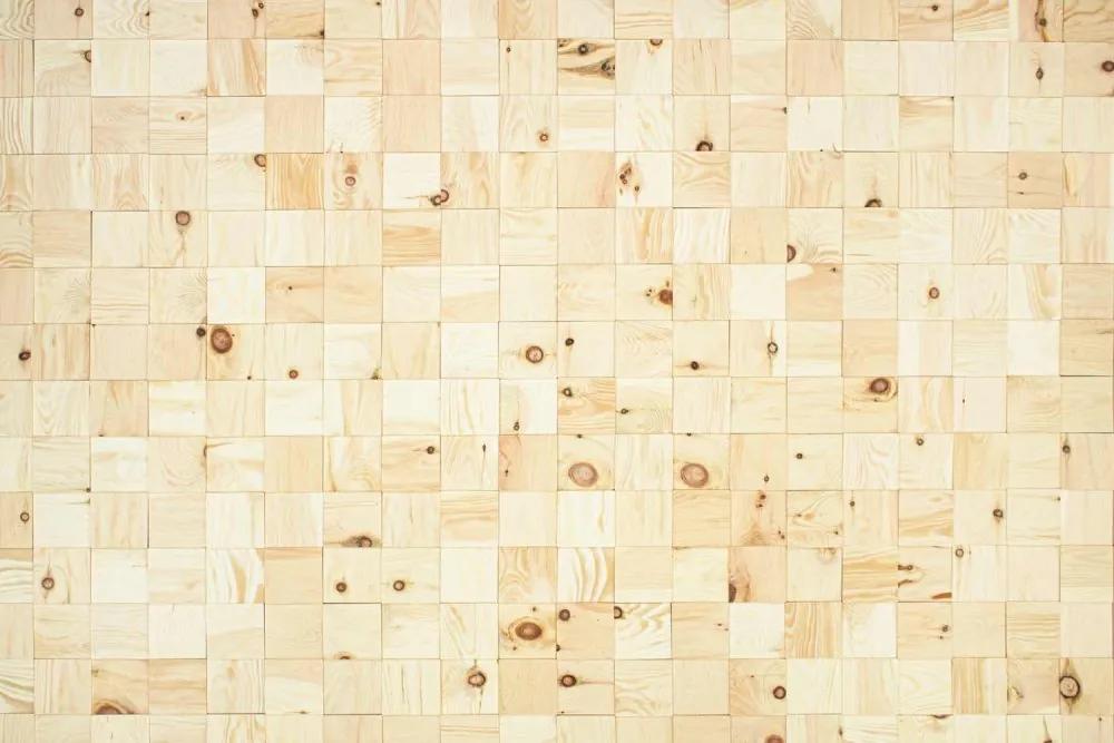 BOROVICA 100, samolepiaci panel 300 x 300 mm (0,09 m²) - drevena mozaika 3D Kartáčovaný - bez povrch. úpravy