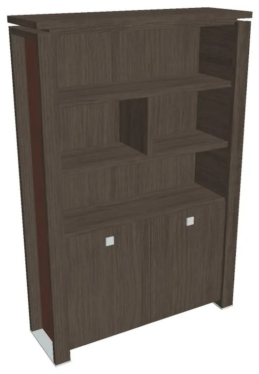 Vysoká skriňa Verno+ S 140 x 46 x 210 cm, s regálom, dub antracit / hnedá