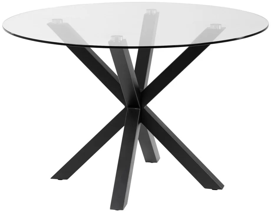 Guľatý jedálenský stôl so sklenenou doskou Kave Home, ø 119 cm