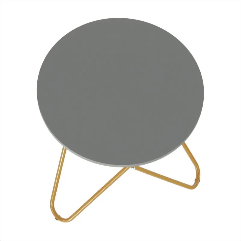 Kondela Príručný stolík, RONDEL, sivá-zlatý náter