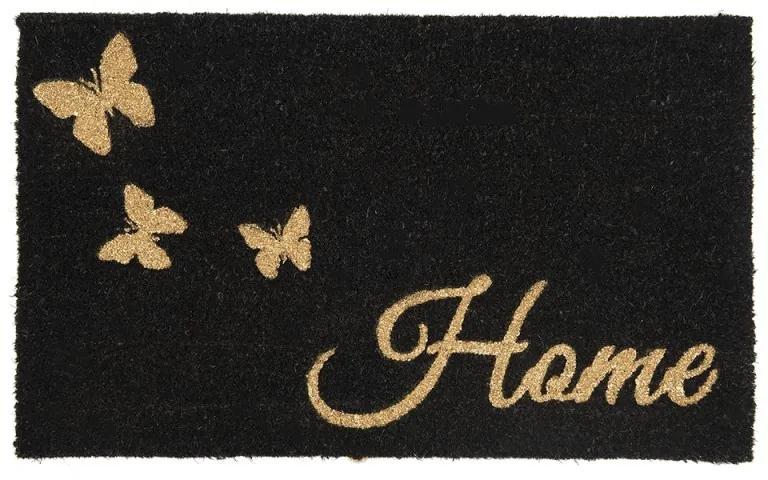 Čierna kokosová rohožka s motýlikmi Home - 75*45*1 cm