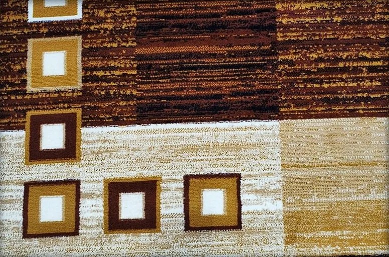HU Hnedo-čierny kockovanýkoberec Shiraz Bcf Kocka-tmava Rozmer: 50x80 cm