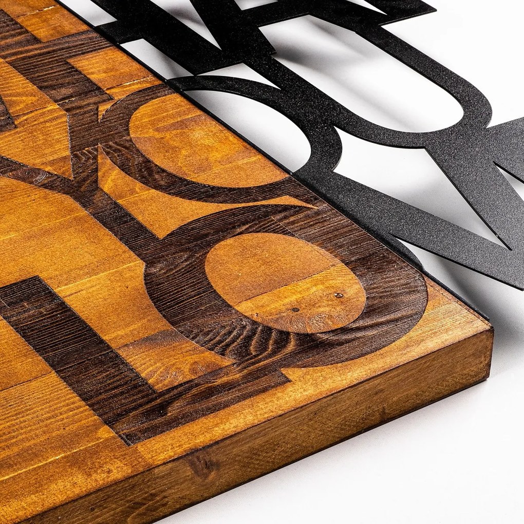 Nástenná drevená dekorácia LÁSKA hnedá/čierna