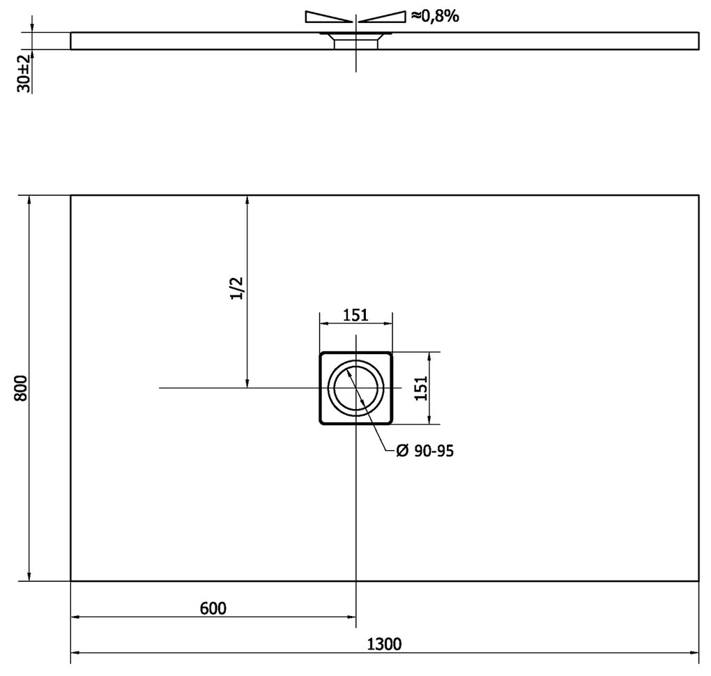 Polysan, FLEXIA sprchová vanička z liateho mramoru s možnosťou úpravy rozmeru 130x80x3cm, 72899