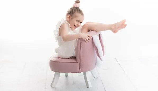 Detské kreslo ušiak ružová 17 cm Drevo