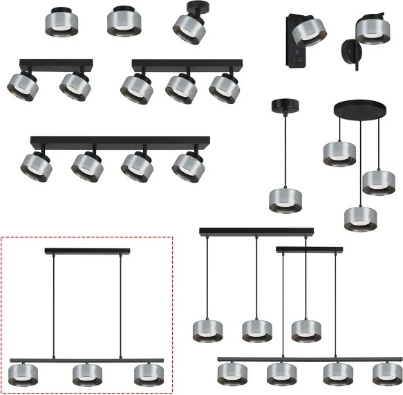Brilagi - LED Závesný luster na lanku AURA LUX 3xGX53/30W/230V čierna/dymová