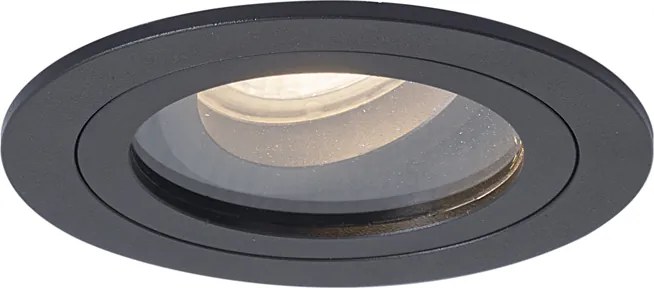 Sada 6 moderných zapustených bodových svetiel čierna otočná a naklápacia IP44 - Chuck