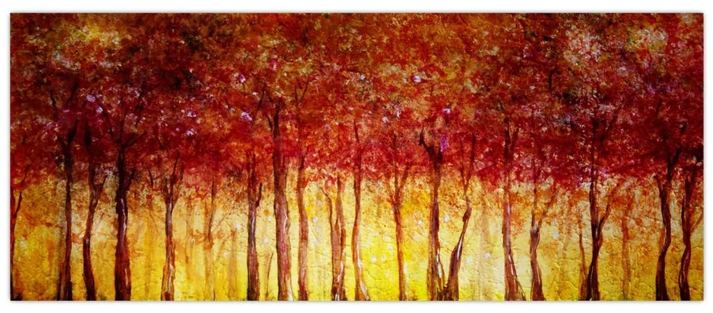 Obraz - Maľba listnatého lesa (120x50 cm)