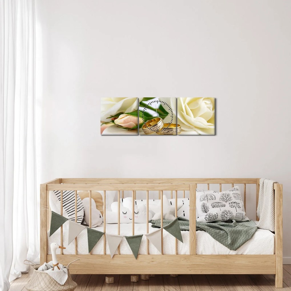 Obraz - Svadobný deň (s hodinami) (90x30 cm)