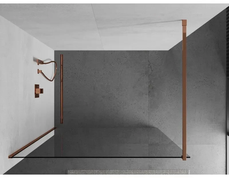 Mexen Kioto, sprchová zástena 155x200 cm, 8mm číre sklo, profil ružové zlato, 800-155-101-60-00