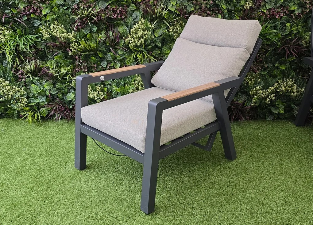 Polohovateľné kreslo BURY antracit + svetlé podušky