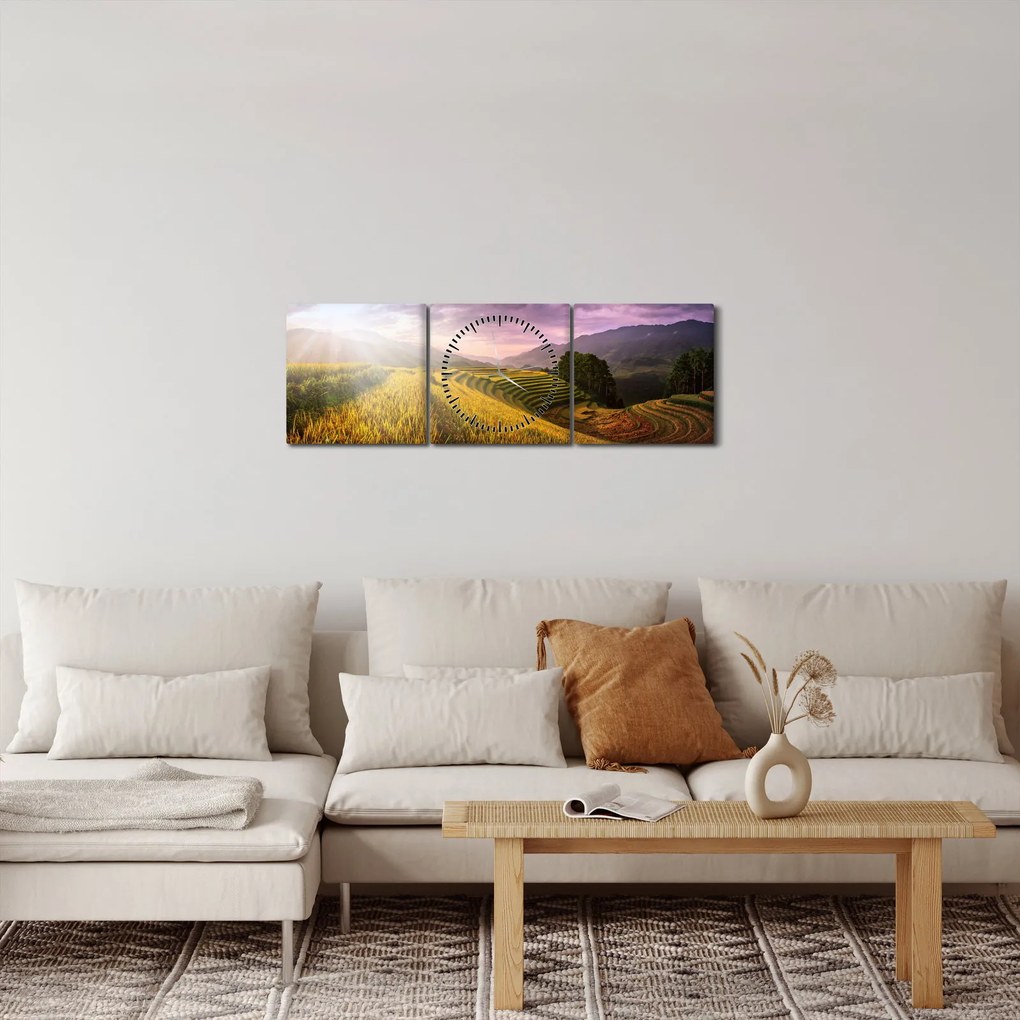 Obraz krajiny (s hodinami) (90x30 cm)