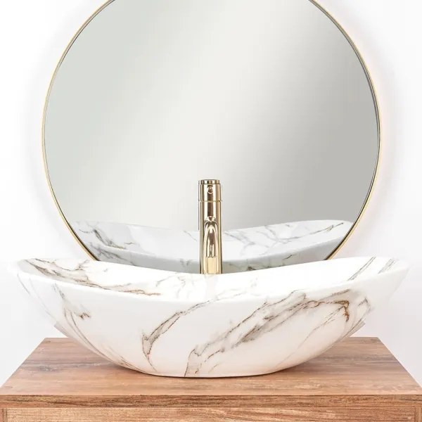 REA-U8597 - Umývadlo na dosku ROYAL 36x62 cm keramika/mramorový dekor