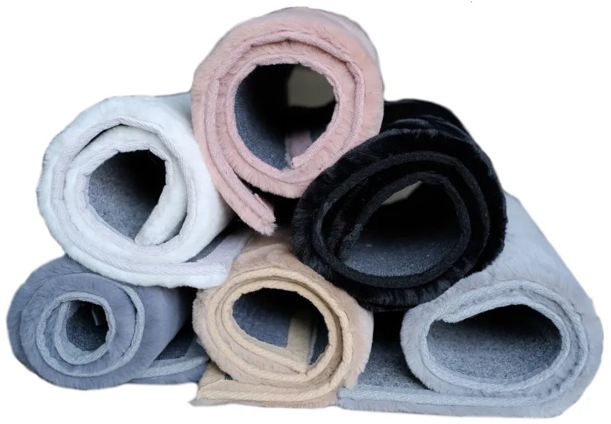 Kusový koberec RABBIT DELUXE - čierny - imitácia králičej kožušiny